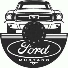 Mustang Clock CNC Vector DXF Plasma Router Laser Cut DXF-CDR Vector Files 
