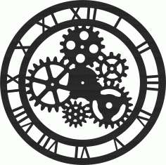 Roman Numerals Gear Clock Free CDR Vectors Art