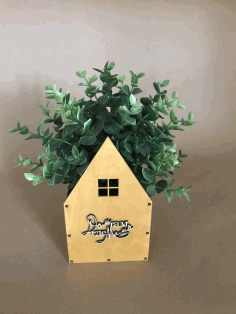 Laser Cut House Shaped Flower Box Free CDR Vectors Art