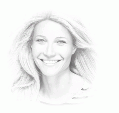 Laser Cut Engrave Gwyneth Paltrow Hollywood Actress Pencil Sketch Free CDR Vectors Art