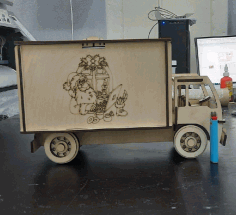 Laser Cut Delivery Van Shaped Gift Box Free CDR Vectors Art