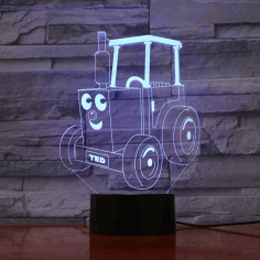 Laser Cut Tractor Ted 3d Optical Illusion Led Lamp Hologram Free CDR Vectors Art