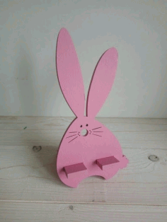 Laser Cut Wooden Bunny Mobile Phone Holder Stand Free CDR Vectors Art