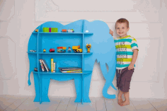 Laser Cut Wood Elephant Shelf Shelf Furniture For Kids Room Free CDR Vectors Art