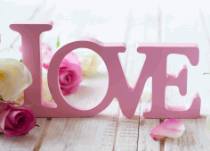 Laser Cut Valentine Day Concept Love Decor Letters Free CDR Vectors Art