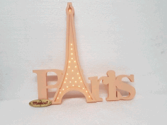 Paris Wooden Night Light Lamp Decorative Lasercut Free DXF File