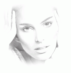 Laser Cut Engrave Natalie Portman Pencil Drawing Portrait Free CDR Vectors Art