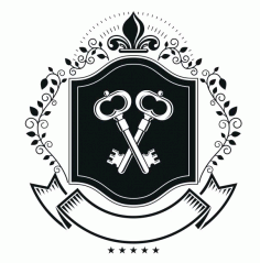 Emblem Key Design Logo Badge Free CDR Vectors Art