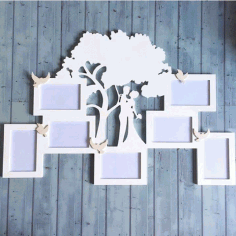Laser Cut Patterned Photo Frame Family Tree Free CDR Vectors Art