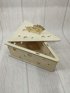 Laser Cut Cheese Shape Wooden Box Free CDR Vectors Art