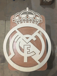 Laser Cut Real Madrid Logo Wooden Sports Logo Free CDR Vectors Art