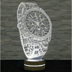 Hand Watch Illusion Lamp Engraving Free CDR Vectors Art