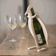 Laser Cut Penguin Wine Bottle Holder 10mm Free PDF File