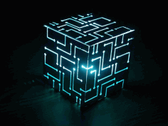 Laser Cut Cube Table Lamp Free CDR Vectors Art
