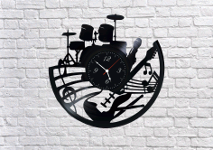 Laser cut vinyl Music Band Wall Clock Free CDR Vectors Art