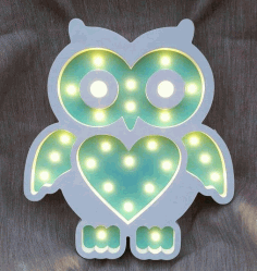 Laser Cut Owl Lamp Unique Kids Night Light Free CDR Vectors Art