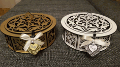 Laser Cut Decorative Wooden Round Box Candy Basket Free CDR Vectors Art