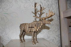 Laser Cut Reindeer 3d Animal Free CDR Vectors Art