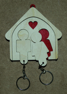 Laser Cut His And Hers Key Holder Wall Mount Key Chain Holder Gift For Couples Free CDR Vectors Art