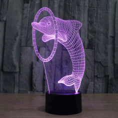 Laser Cut Dolphin 3d Illusion Lamp Led Night Light Free PDF File