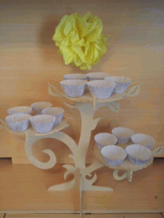 Laser Cut Cupcake Stand Like Tree Branches Free CDR Vectors Art
