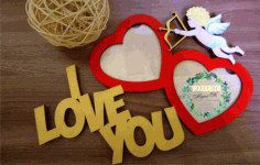 Laser Cut I Love You Photo Frames Free CDR Vectors Art