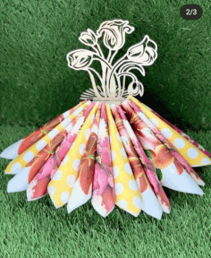 Laser Cut Napkin Holder Flowers In Vase Template Free CDR Vectors Art