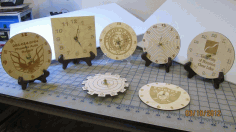 Laser Cut Engraved Wooden Clocks With Logos Free CDR Vectors Art