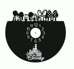 Laser Cut Walt Disney Vinyl Clock Template Free CDR Vectors Art