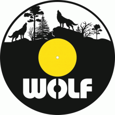 Laser Cut Wolf Vinyl Record Clock Template Free CDR Vectors Art