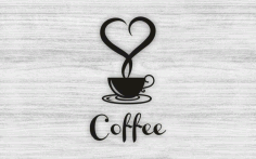 Coffee Cup With Heart Wall Art Free CDR Vectors Art