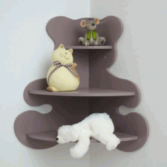 Bear Shaped Corner Shelf For Kids Room Laser Cut Free CDR Vectors Art