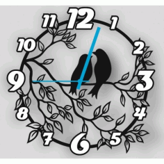 Laser Cut Floral Bird Clock Free CDR Vectors Art