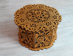 Laser Cut Wooden Decorative Octagon Gift Box Jewelry Storage Box Free CDR Vectors Art