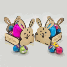Laser Cut Wooden Easter Bunny Basket Free CDR Vectors Art