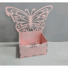 Laser Cut Box With Butterfly Free CDR Vectors Art