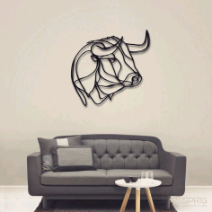 Laser Cut Buffalo Bull Wall Decor Free CDR Vectors Art