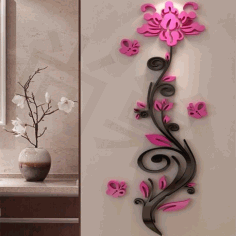 Laser Cut Wall Decor Flower Template Free CDR Vectors Art