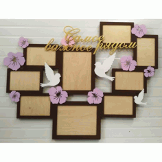 Laser Cut Family Photo Frame With Pigeons Free CDR Vectors Art