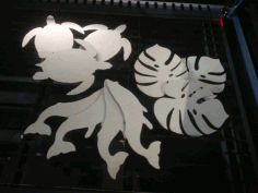 Laser Cut Turtle Whale And Monstera Leaf Free CDR Vectors Art