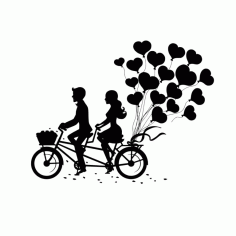 Couple On Tandem Bike Free CDR Vectors Art