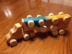 Wooden Toy Truck With Removable Toy Cars Laser Cut Template Free CDR Vectors Art