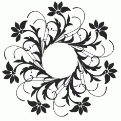 Laser Cut Circular Floral Design Free DXF File