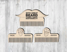 Laser Cut Beard Comb Layout Free CDR Vectors Art