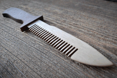 Laser Cut Wooden Knife Comb Free CDR Vectors Art