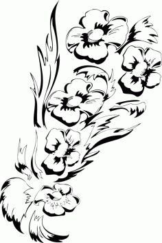 Black White Flower Floral Design Free AI File