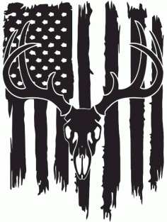 Laser Cut Deer Flag Silhouette Usa Flag Free DXF File