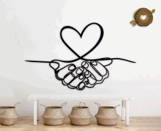 Heart In Hands Wedding Wall Art Love Monogram Free CDR Vectors Art