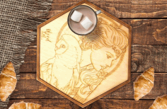Laser Cut Engraved Wooden Tray Free CDR Vectors Art