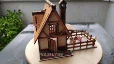 Laser Cut Model Of A Medieval House Made Of Plywood Drawings For Laser Cutting Free CDR Vectors Art